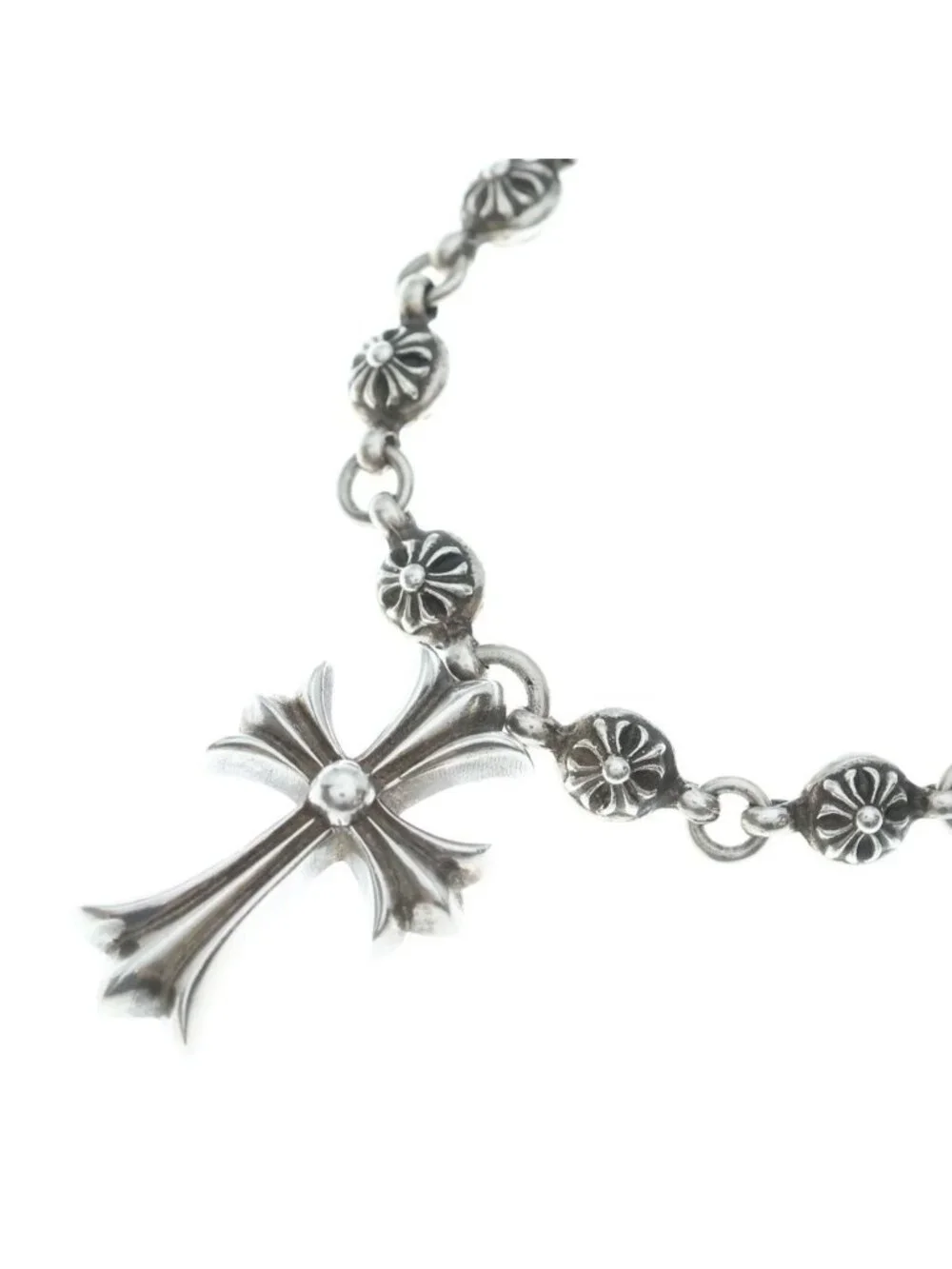 Chrome Hearts 1 Crsbl Chn Sml CH Crs Cross Ball Chain Small CH Necklace Silver